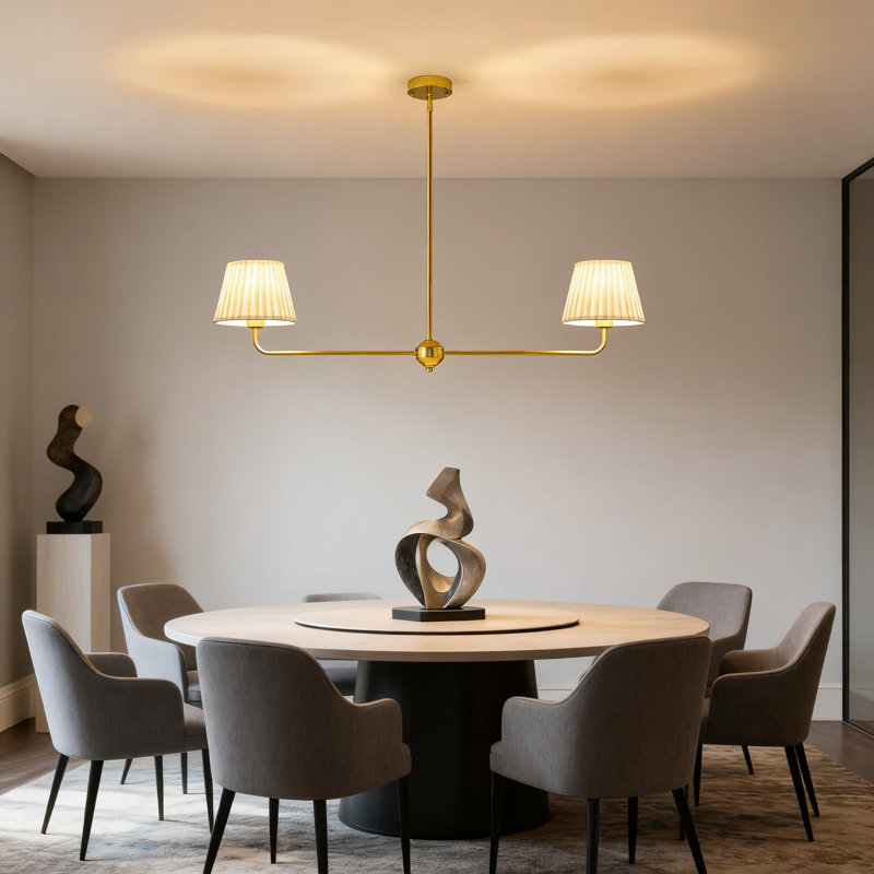 Luminaire de salle à manger moderne à 2 lumières avec abat-jour en tissu blanc pour îlot de cuisine moderne à hauteur réglable
