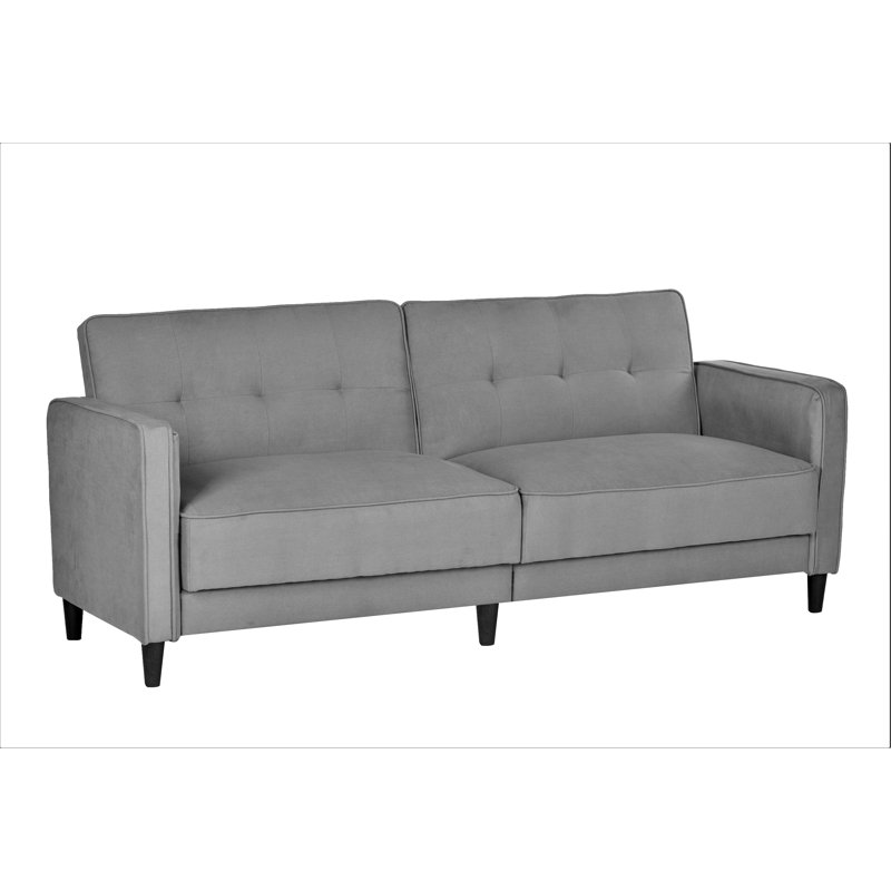 Aliscia Upholstered 81'' Sleeper Sofa, Gray 100% Linen, Tufted 100% Linen
