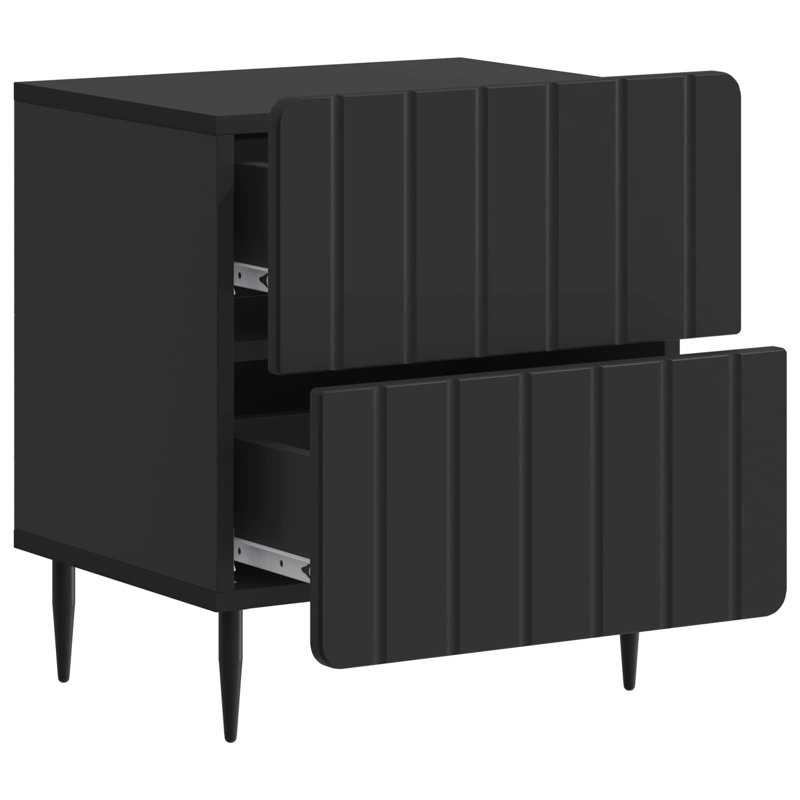 43cm W Manufactured Wood Bedside Table, Black