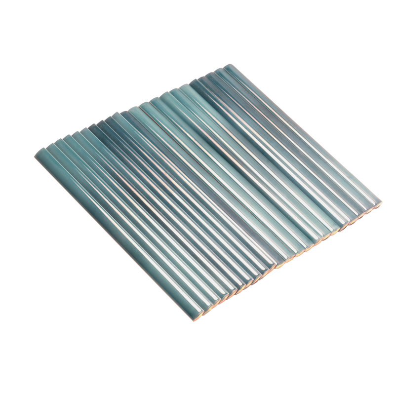 Silken 7.9'' L x 0.5'' W Ceramic Round Tile Trim, Teal Green