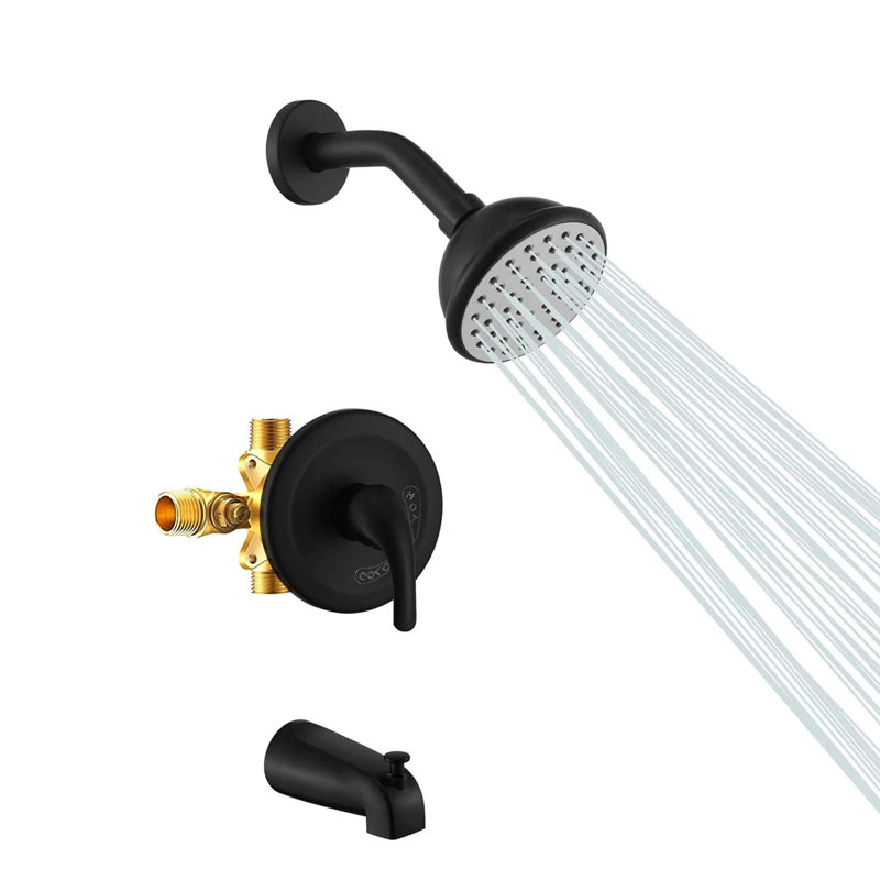 Pomme de douche à main pour salle de bain avec valve brute, Noir