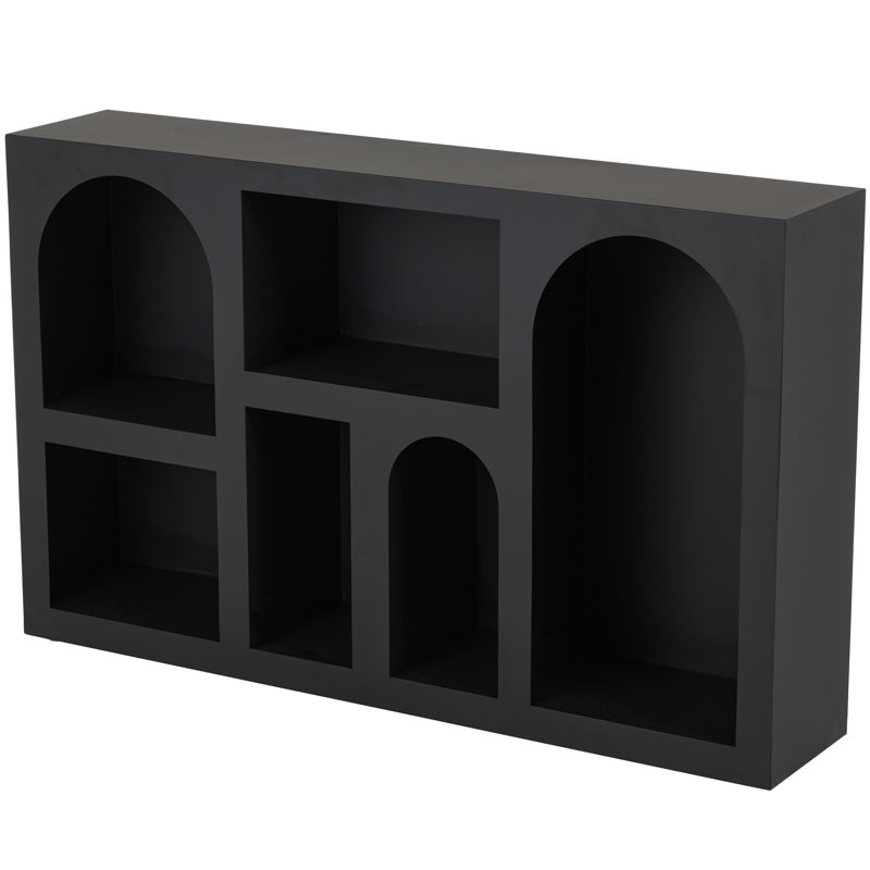 Cole And Grey Metal Geometric Shelving Unit, Matte Black