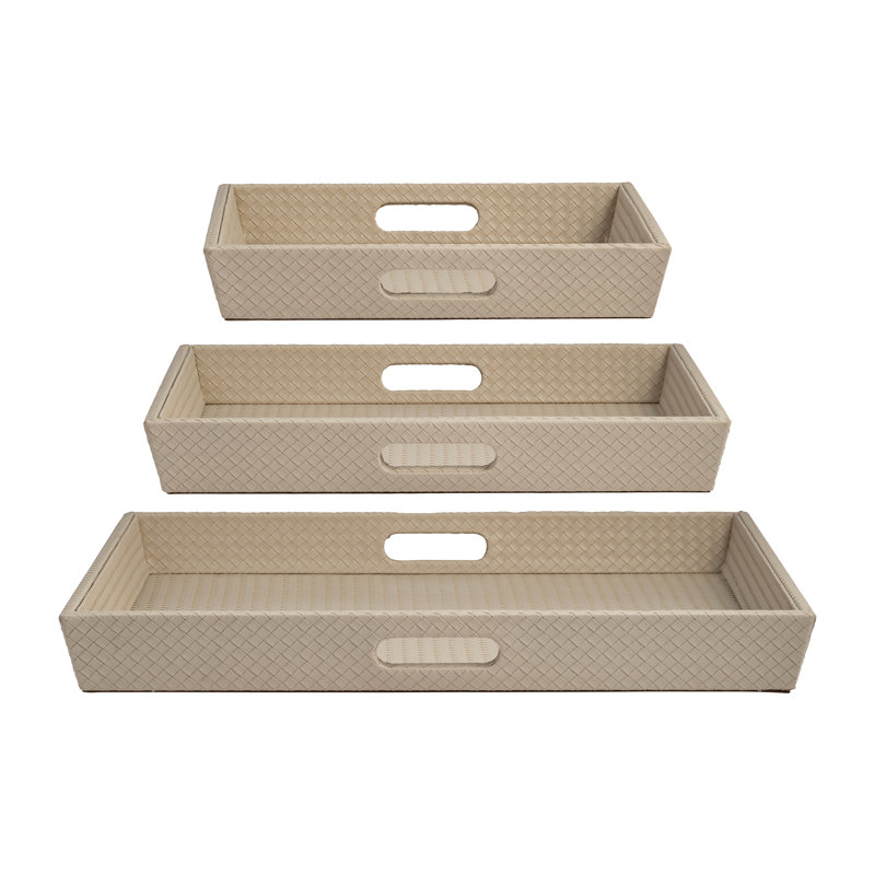 Sagebrook Home Amidala Serving Trays - Set of 3, Tan
