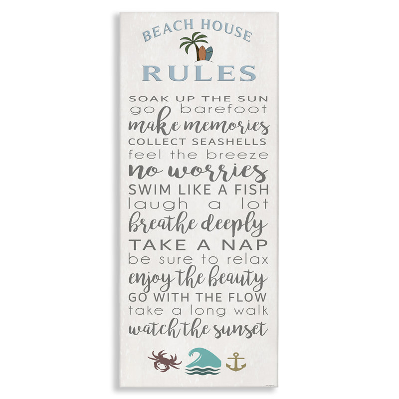 Fun Fun Beach House Rules, design par Seven Trees Design, H 24 po x l 10 po