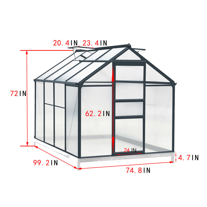 Greenhouse Multiple Sizes, Silver, 6' W X 12' D