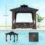 Gazebo de patio avec rideaux et structure métallique de 3 x 3 m (10 x 10 pi) en aluminium et acier
