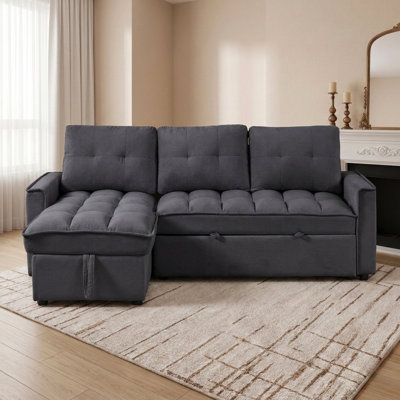 71.3" Reversible Chaise Sectional Sofa with Storage Drawer and USB Charging Ports