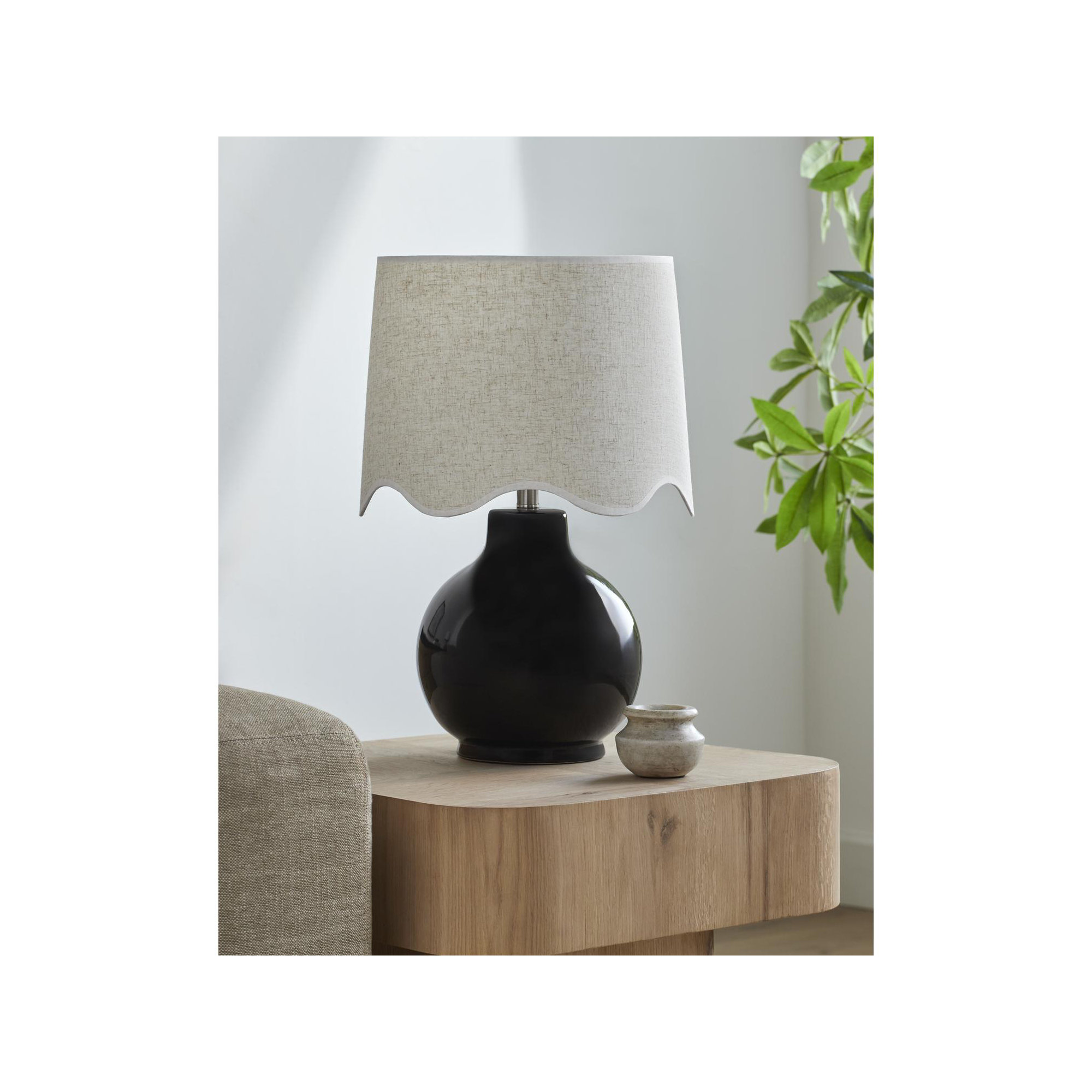 Maura Accent Table Lamp, Black, Beige, 22"H x 15"W x 15"D