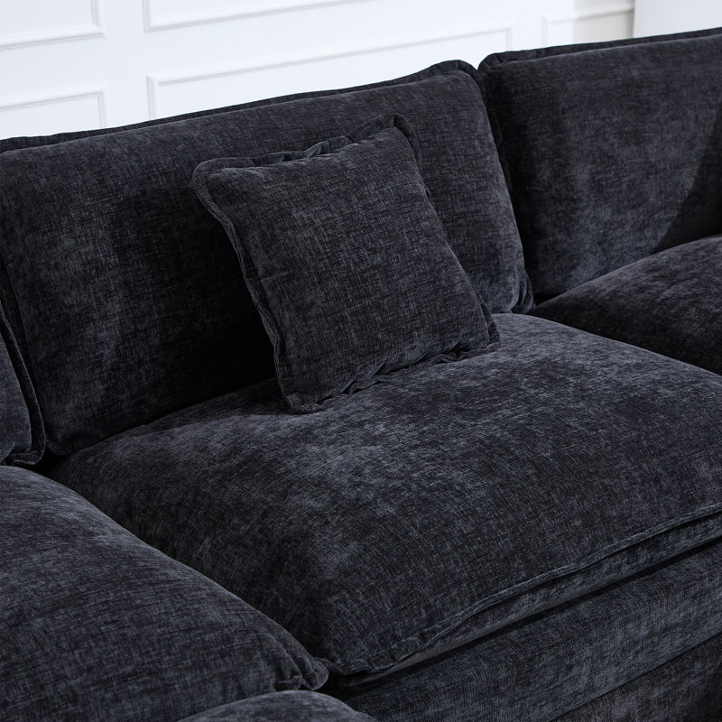 Canapé modulaire rembourré 6 pièces 6 pièces 113 pouces, Noir