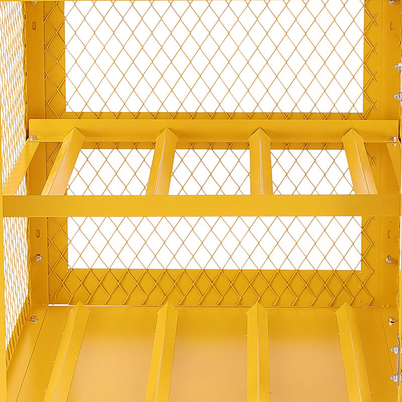 Horizontal Cylinder Storage Cabinet, 4 X 33 Lbs Cylinder Capacity, 31.02X30.04X35 Inch Propane Storage Cage, Gas Cylinder Cabinet, Yellow Powder Coat Finish, For Freon, Gases, Oxygen, Nitrogen