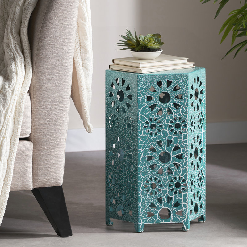 Table d'appoint en fer Eliana Sunburst, Sarcelle