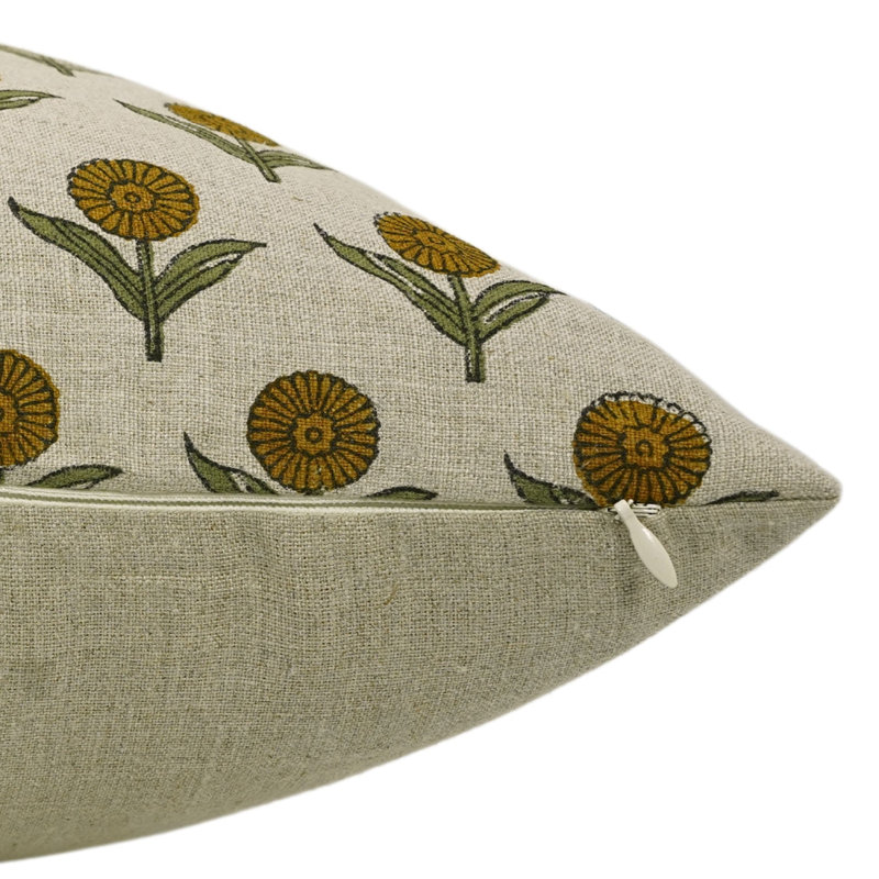 Coussin décoratif en lin à motif floral Fabividine, H 14 po x l 14 po