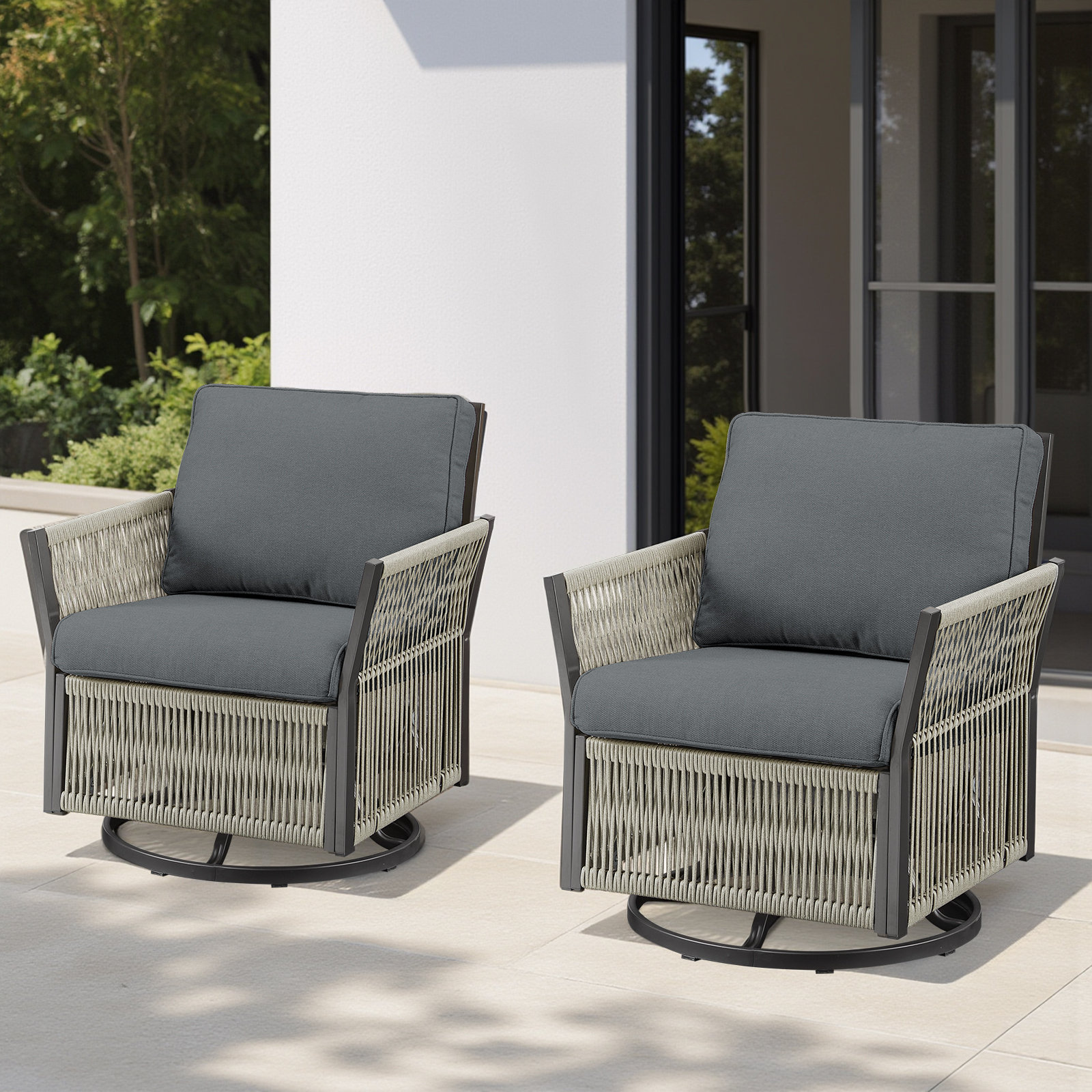 Bay Isle Home™ Outdoor Swivel Rocker Patio Chairs, Outdoor Rocking ...