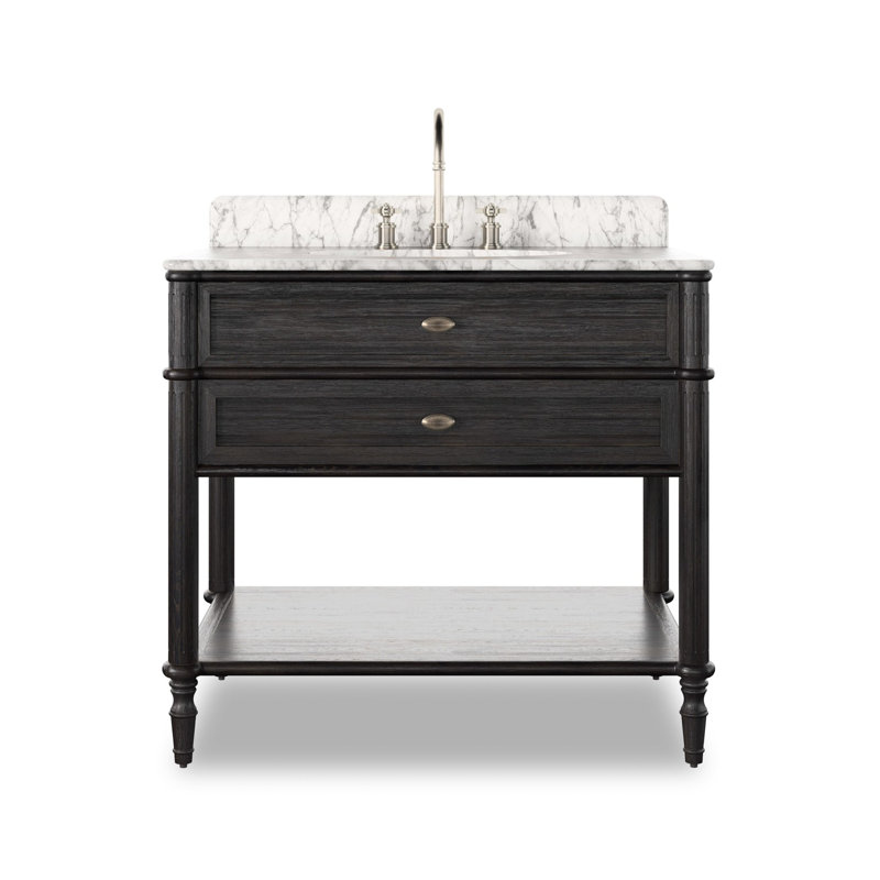 Toulouse Single Vanity-Satin Black Veneer, Satin Black Veneer