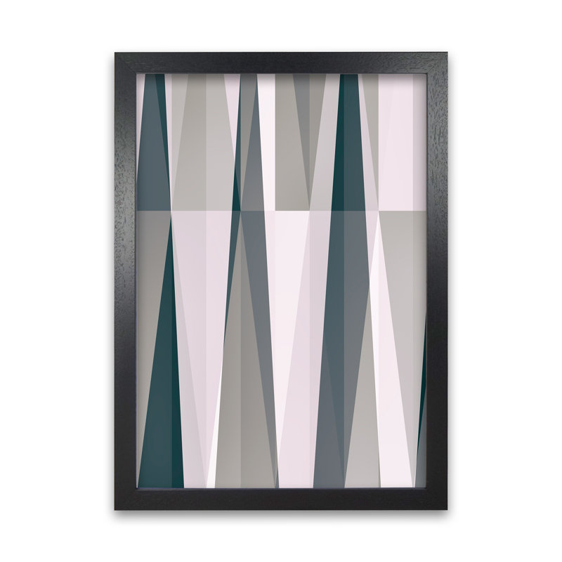 Mono Triangles Abstract Original - Print, 30cm H x 21cm W x 3cm D, Black Frame