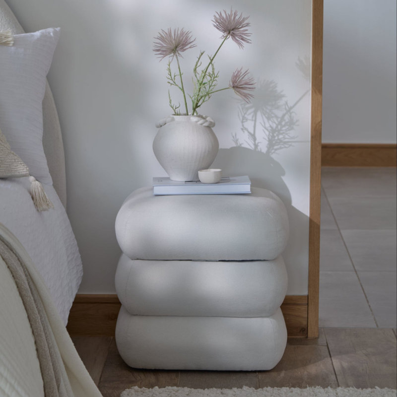 45cm Wide Footstool Ottoman, Ivory