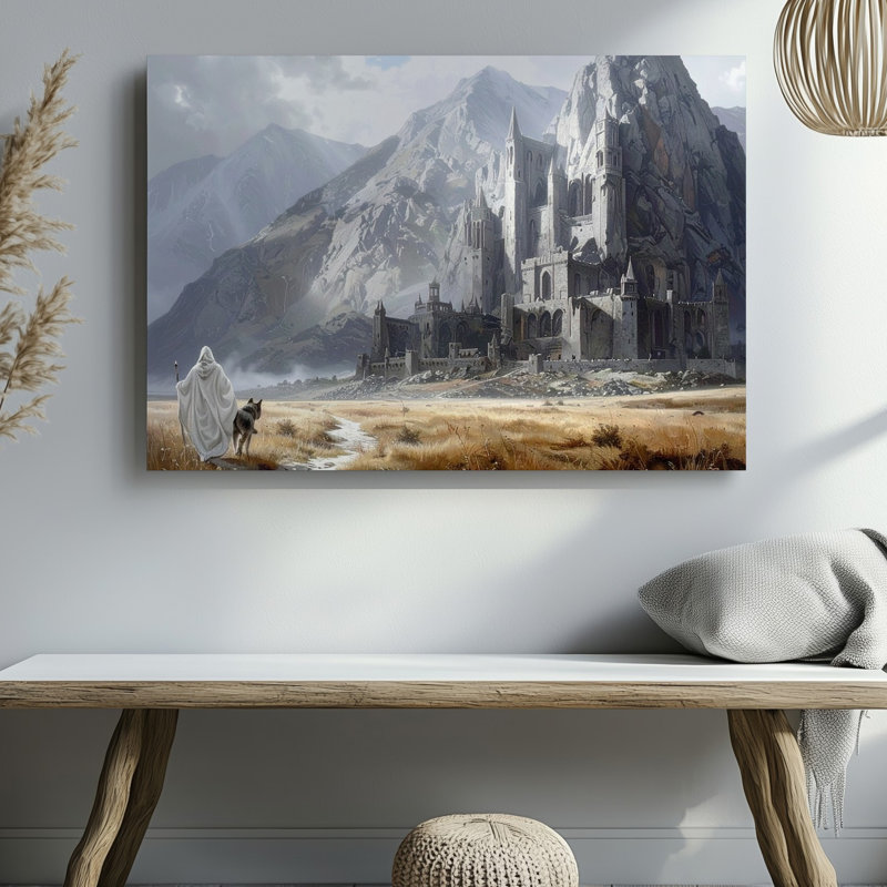 Art mural, voyage à la ville de montagne, H 20 po x l 30 po