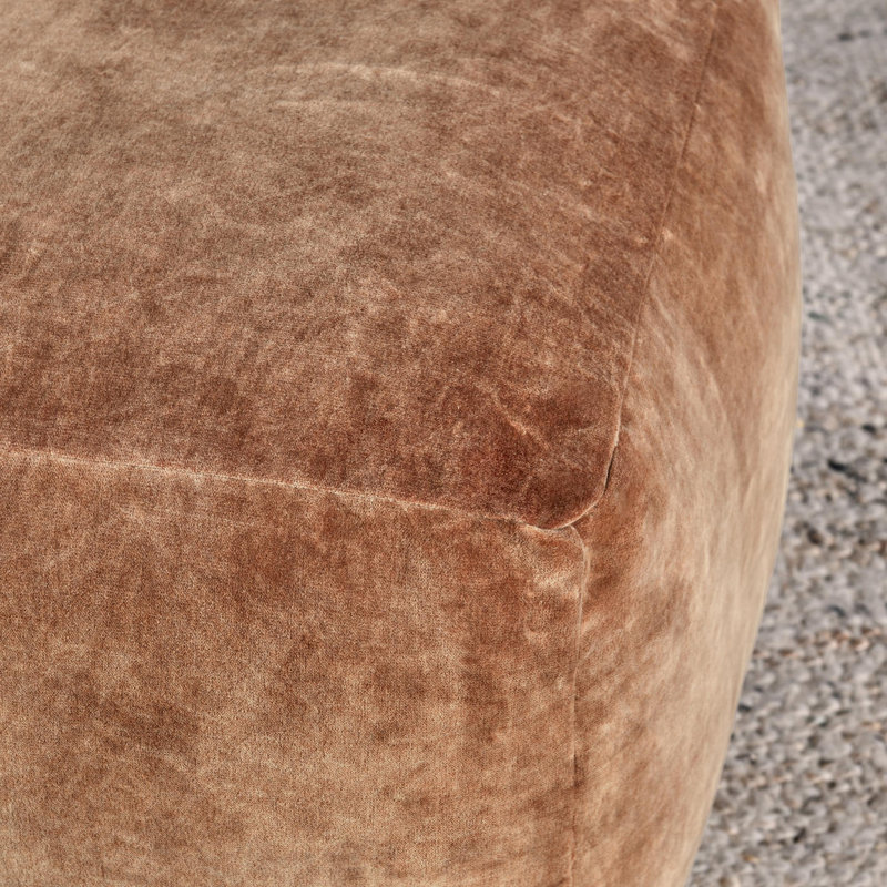 Heirloom 18" Velvet Fabric Orange Rust Floor Cushion Pouf, Orange