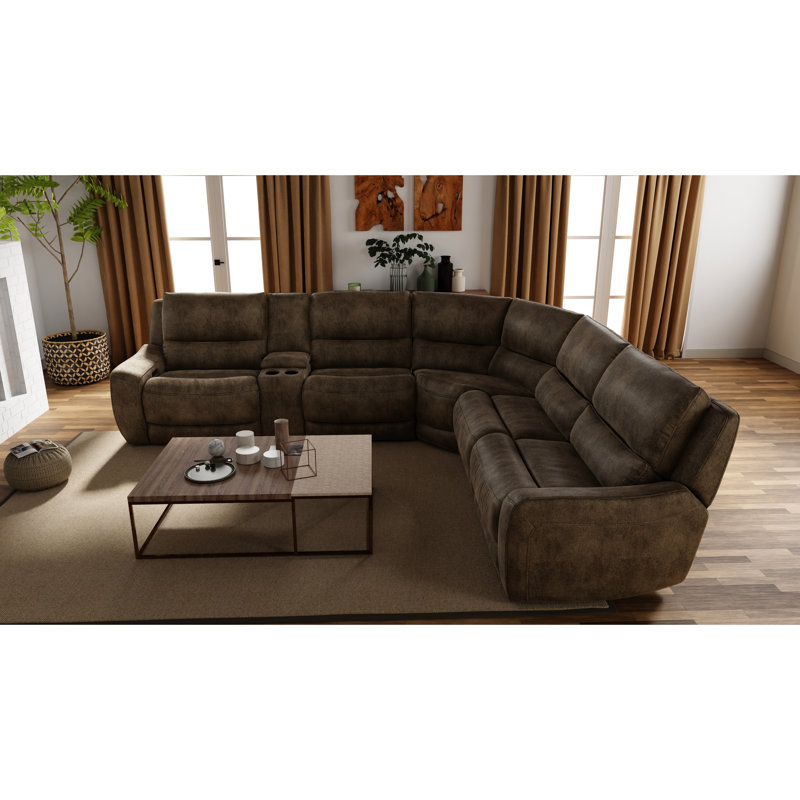 Canapé modulaire inclinable électrique en ardoise de 6 pièces avec tissu performant, charge et conception polyvalente pour les espaces de vie