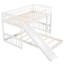 Lit simple au-dessus d'un lit superposé en blanc, livré avec glissade et réversible - côté, planche de pin massif, option d'économie d'espace pour les chambres à coucher, caractéristiques de style gris, 18 lattes de support