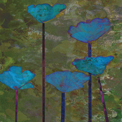 Teal Poppies I by Ricki Mountain - Wrapped Canvas Art Prints