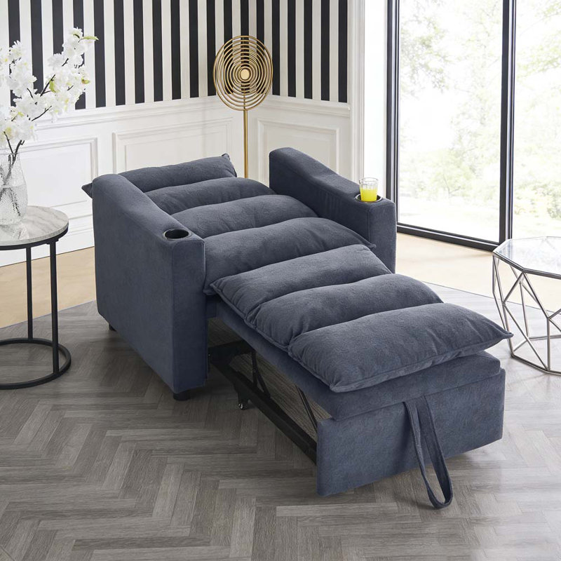 Canapé-lit réglable en tissu velours moderne, Gris