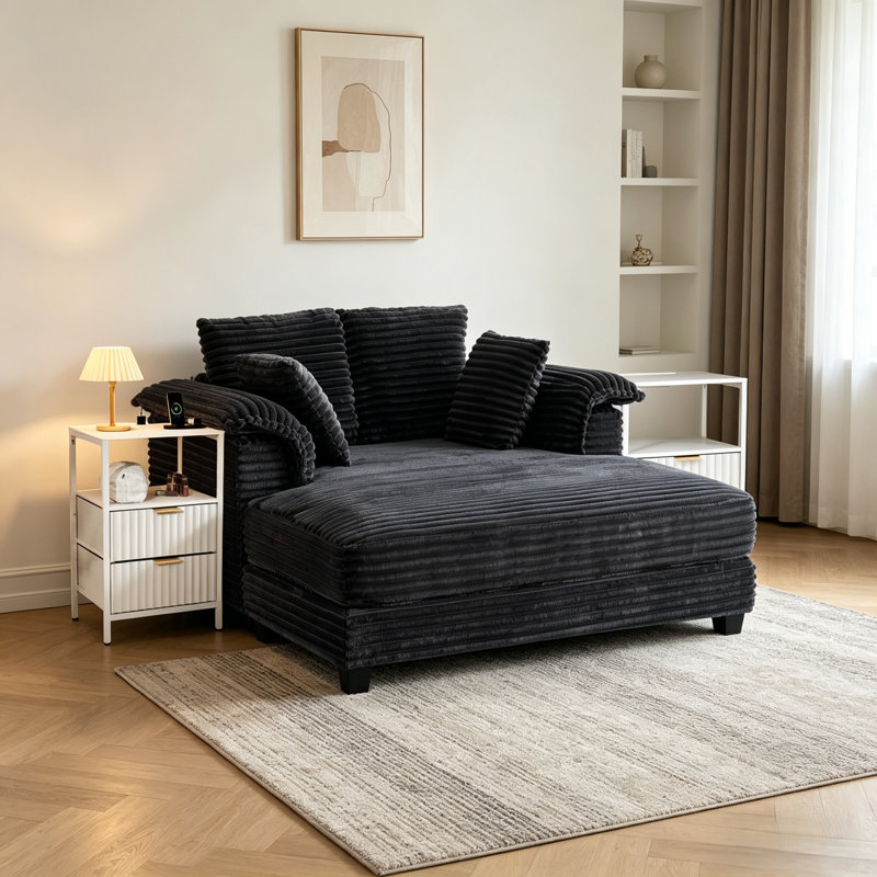 Ensemble de salon 3 pièces avec canapé-lit et table de bout avec tiroir, 3 Pieces: Sofa, 2 End Tables, Dark Grey