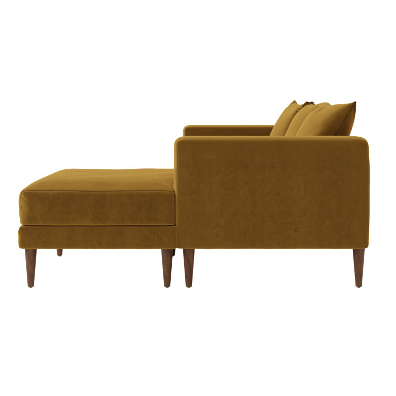 Essential Sectional, Mustard Recycled Velvet, Dark Brown