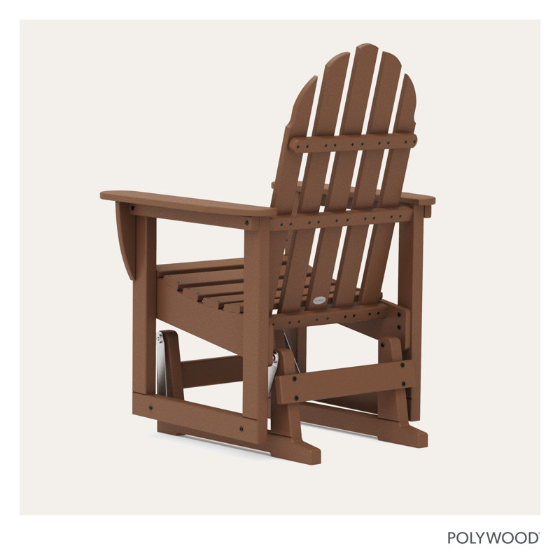 POLYWOOD Classic Adirondack Glider Chair, Dark Teak