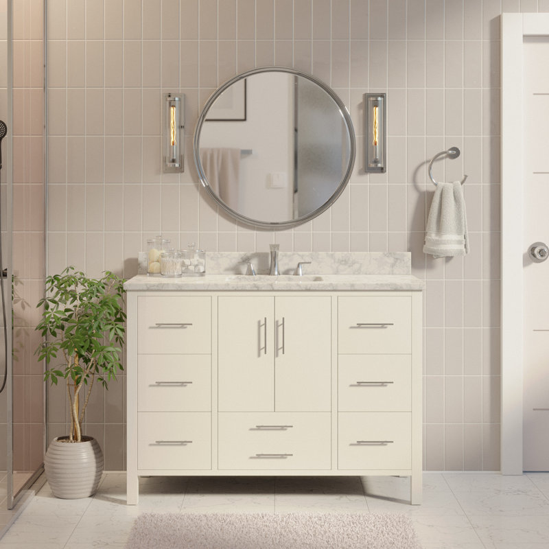Ensemble de meuble-lavabo simple 48 po Kiara, Blanc, Noir