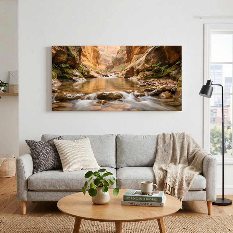 Canyon Stream, ensemble de 1 reproduction d'art sur toile, L 48 po x H 24 po, Toile tendue