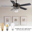 Ventilateur de plafond 52 pales en bois noir 52 pouces avec 3 lumières