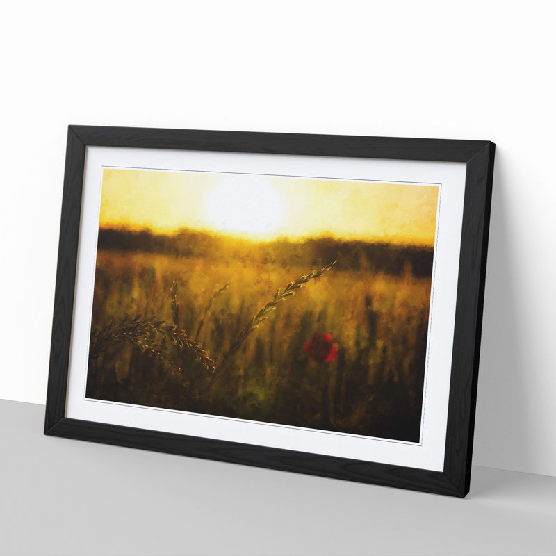 Poppy in a Meadow - Framed Print, 48cm H x 65cm W x 2cm D, Black Framed
