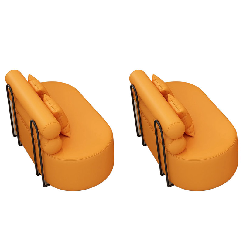 Banc rembourré en similicuir, Orange