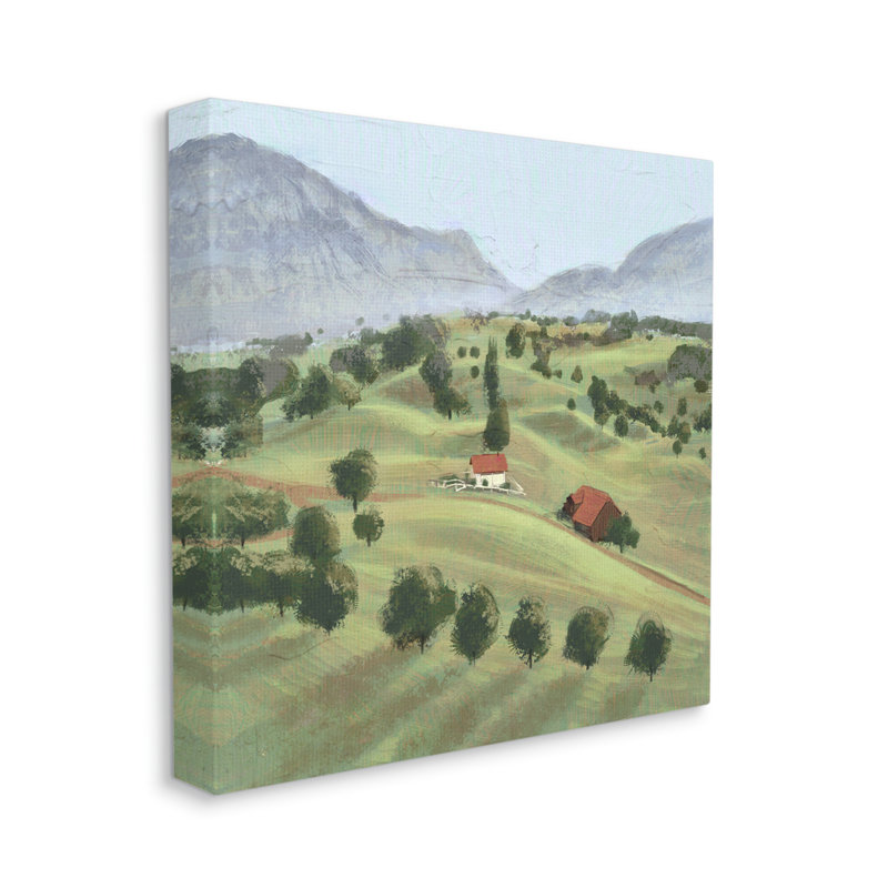 «Scenic Countryside Sloped Hills Distant Rustic Cottage» par Ziwei Li - peinture sur toile sans cadre
