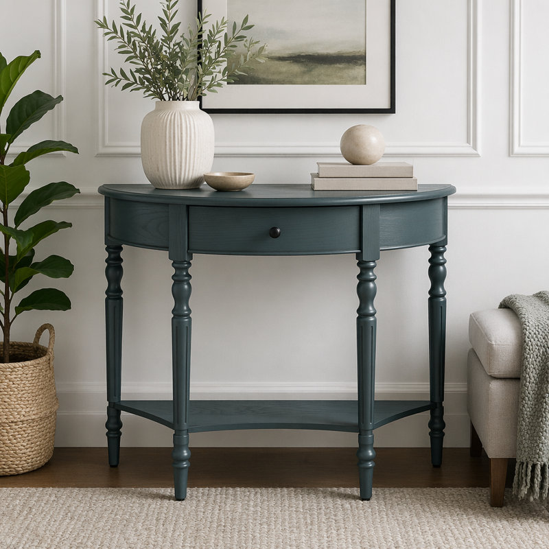 Console avec tiroir et tablette Farmhouse, Marine