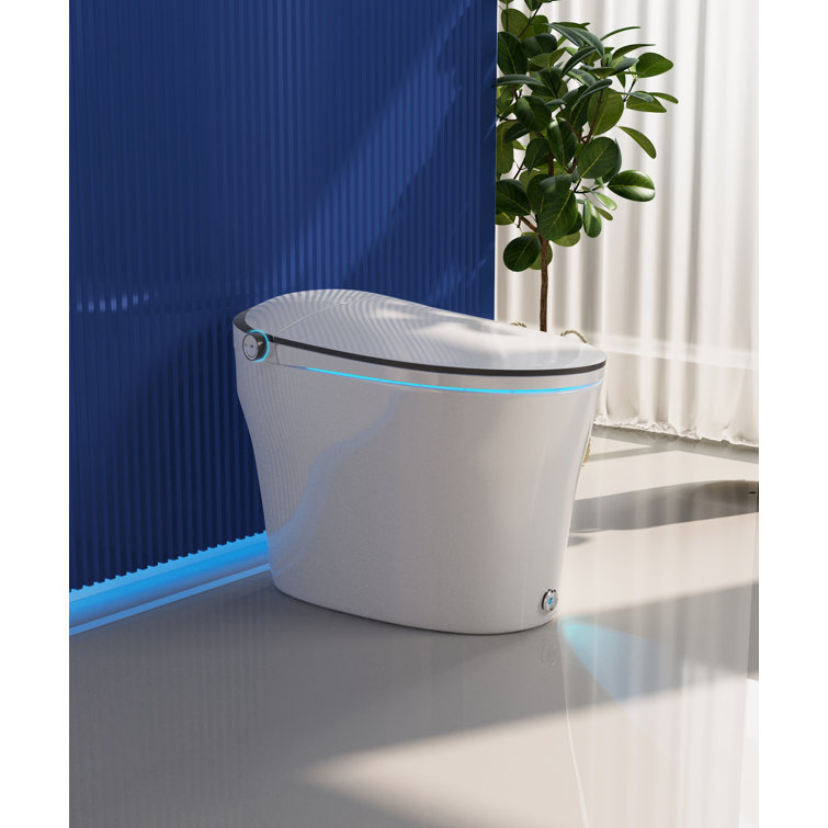 Smart Bidet Toilet Quiet-Closed Heated Seat Sensor Auto, Foot Kick &  Blackout Flush, Warm Wash, Night Light
