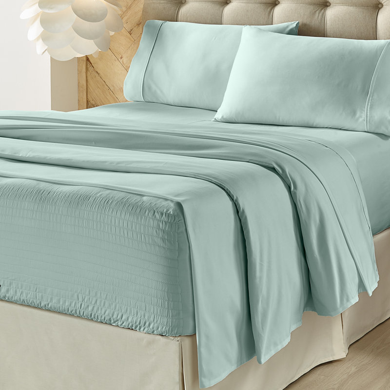 Royal Fit Sheet Set, King Sheet Set + Fitted Sheet + 2 Pillowcases, Seafoam