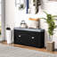 Banc à chaussures noir pour vestibule, avec coussin et 2 tiroirs, tablette réglable 8 paires, conception pratique dans des prises confortables