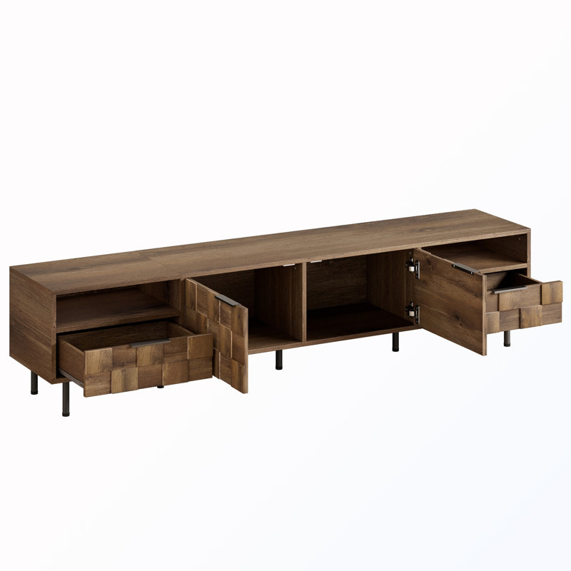 Meuble télé en bois avec 2 tiroirs et armoire