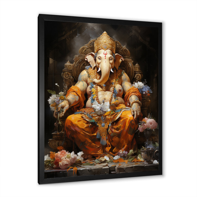 «Benigno Hinduisim Ganeshas Blessing II», reproduction sur toile, H 44 po x l 34 po x P 1,5 po, Cadre photo noir