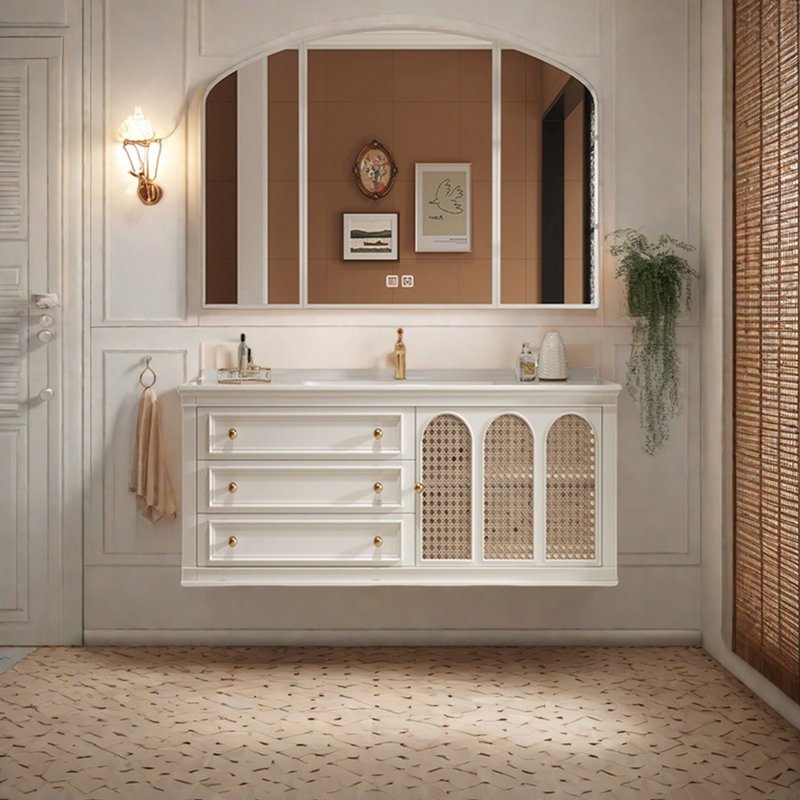 French light luxury retro style bathroom cabinet