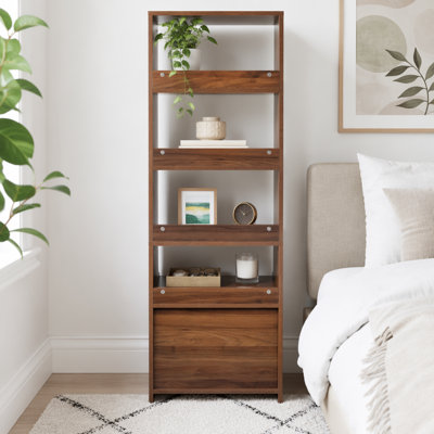 Night Stand with Bookshelf & 2 Storage Drawers