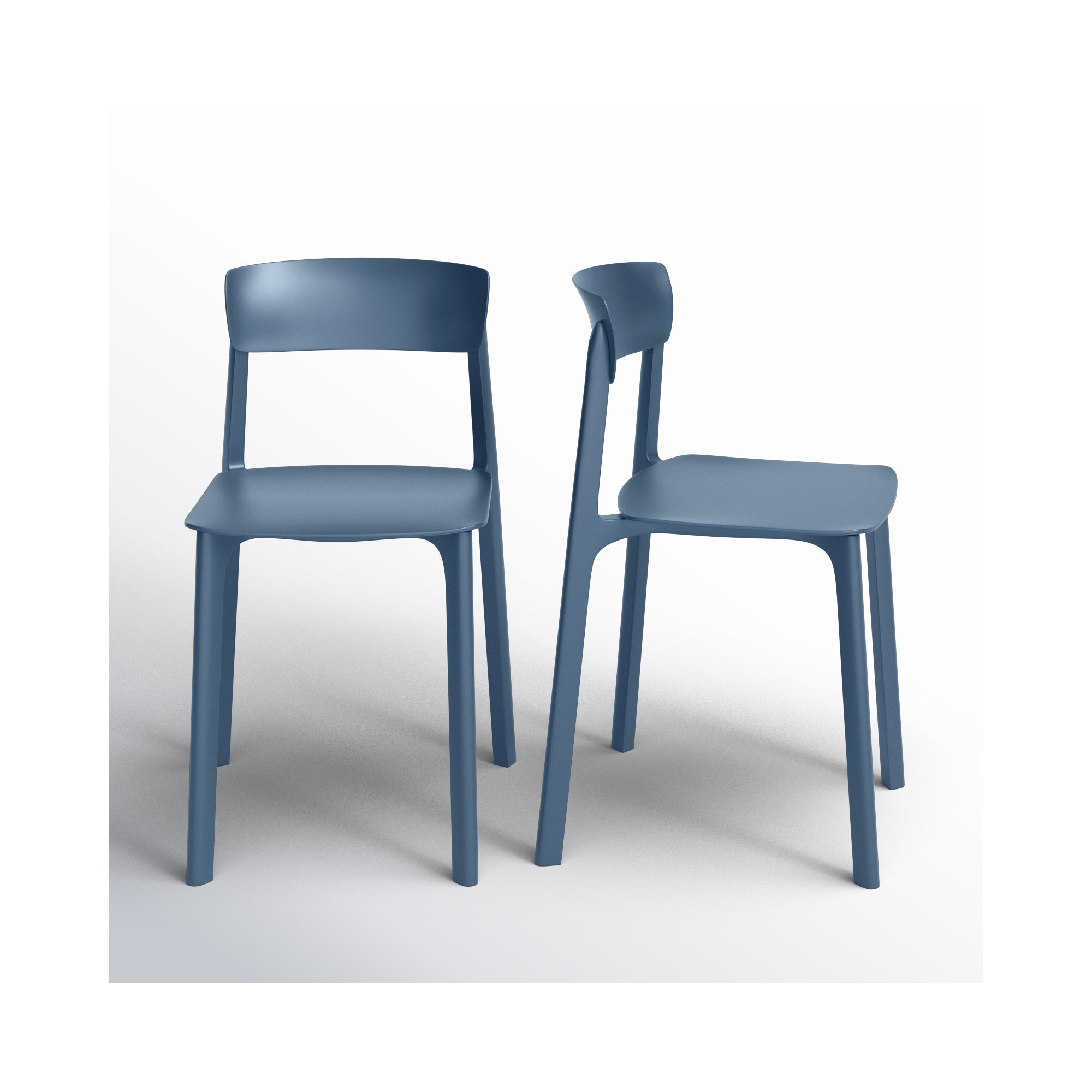 Vowa Stacking Patio Dining Side Chair, Blue
