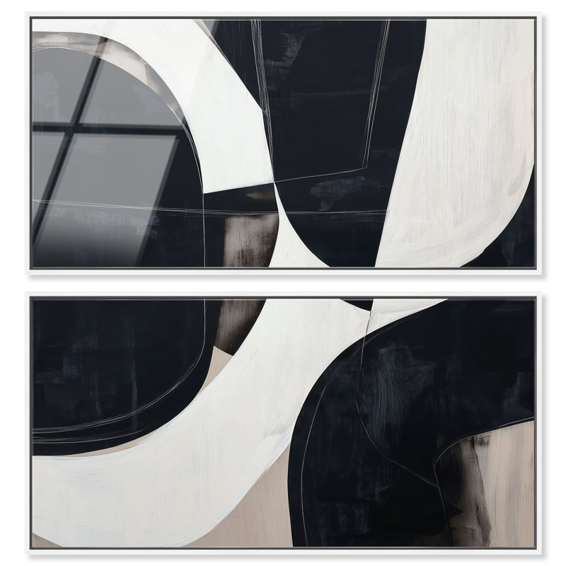 Ensemble d'art mural pour salon « Shadowed Arch II », impression acrylique encadrée, par Art Remedy, cadre blanc, 44 x 22 pouces