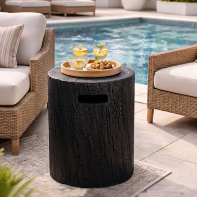 Marabe 16''W x 20''H Round Propane Tank Cover, Black Wood
