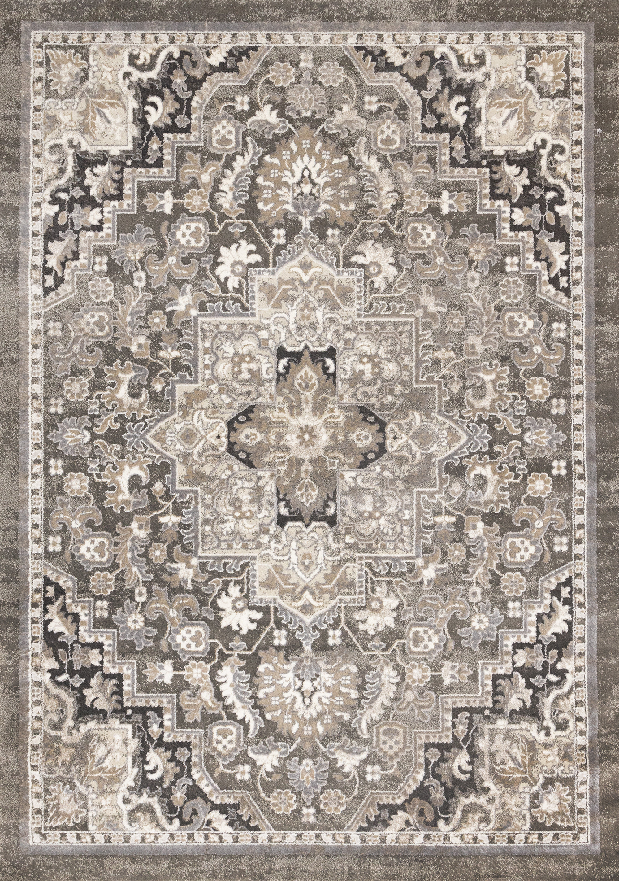 Ivy Bronx Cariad Grey Cream Beige Traditional Area Rug | Wayfair