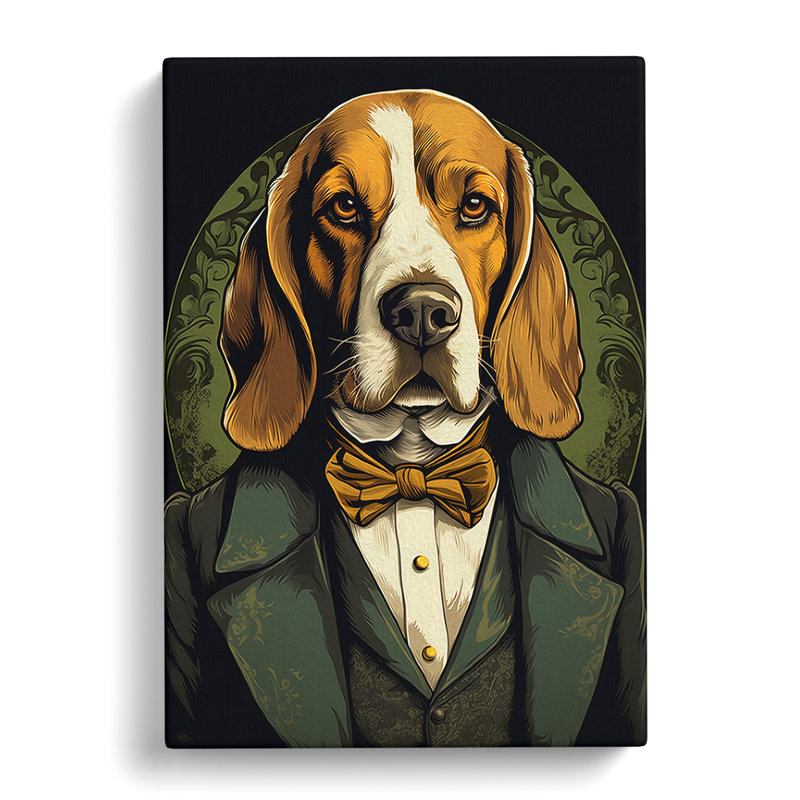 Beagle Art Nouveau Art - Wrapped Canvas, 60cm H x 40cm W x 3cm D