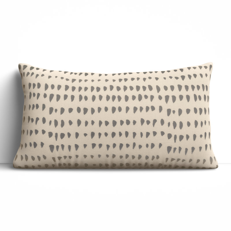 Fabray Embroidered Lumbar Pillow, Gray/Natural