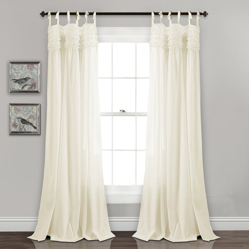 Paire de rideaux semi-transparents avec passants Lydia, l 40 po x L 84 po, Ivoire